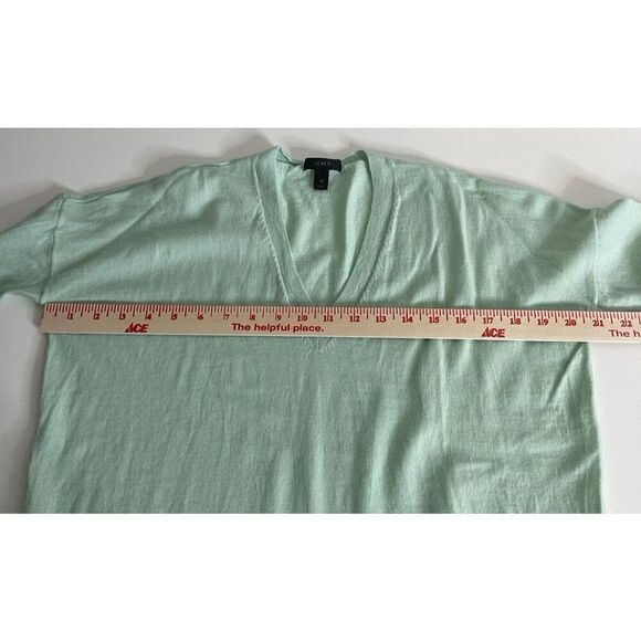 J. Crew Size XS 100% Merino Wool V-Neck Knit Sweater Thin V Neck Mint Green - Picture 4 of 7